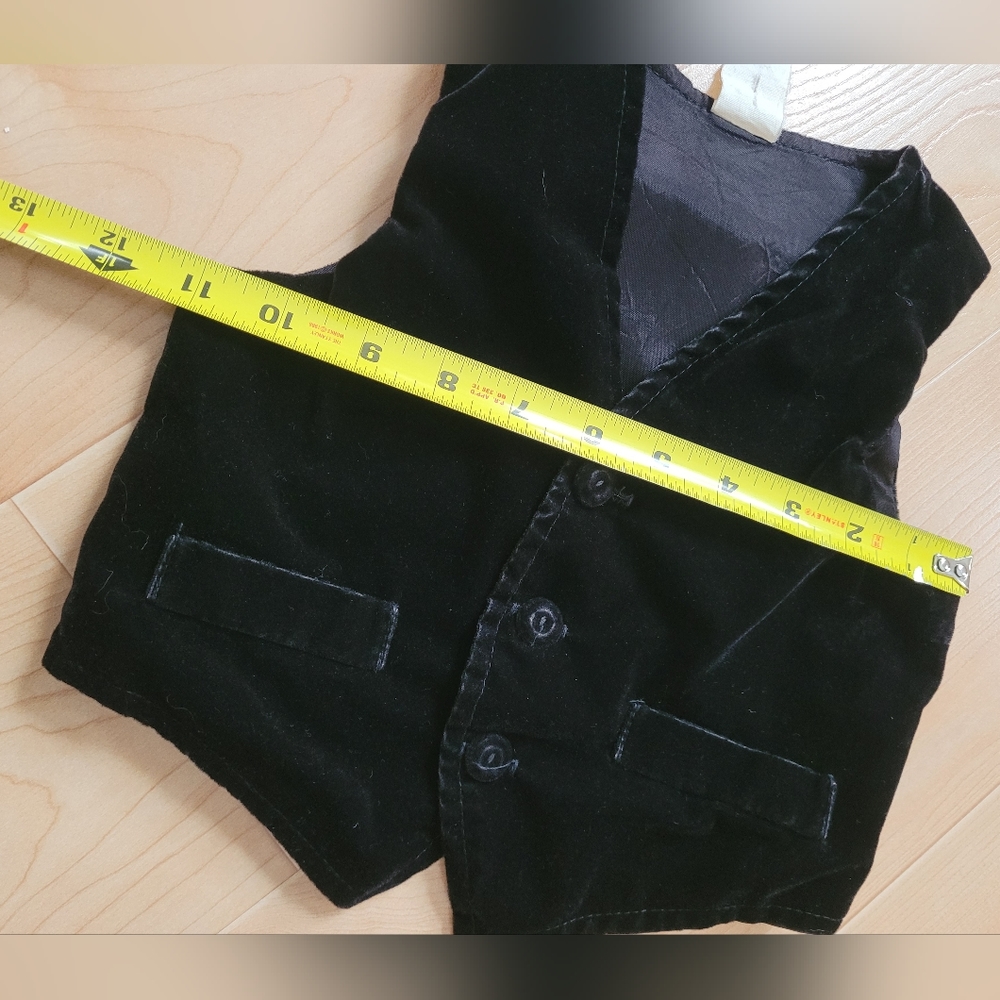 Vintage 1990s special occasion black velvet 2-piece suiting vest and dress pants - Picture 8 of 12